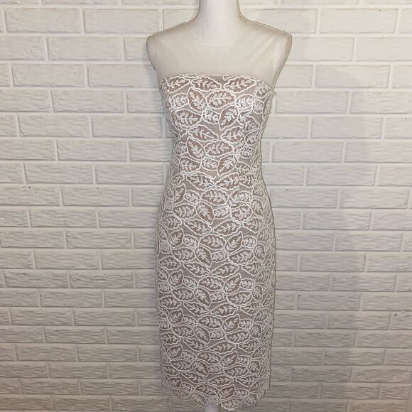 Dress the Population Tegan Illusion Mesh Embroidered Lace Cocktail Dress NEW S - Picture 7 of 13